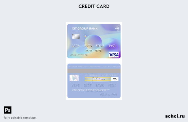 цифровая загрузка шаблона карты Visa Citigroup Bank в США